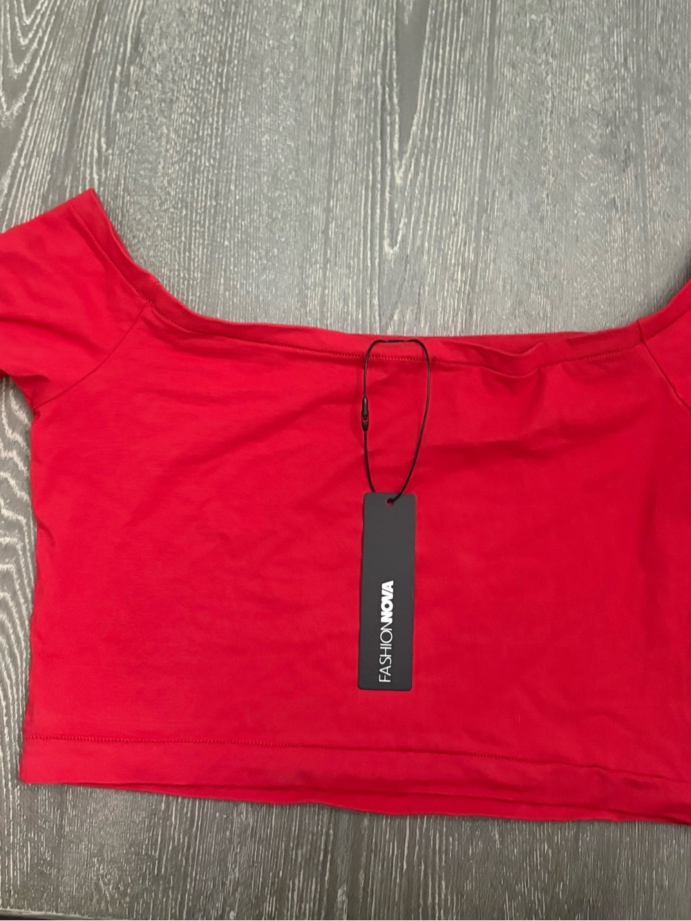 Fashion Nova Red Off-The-Shoulder Crop Top